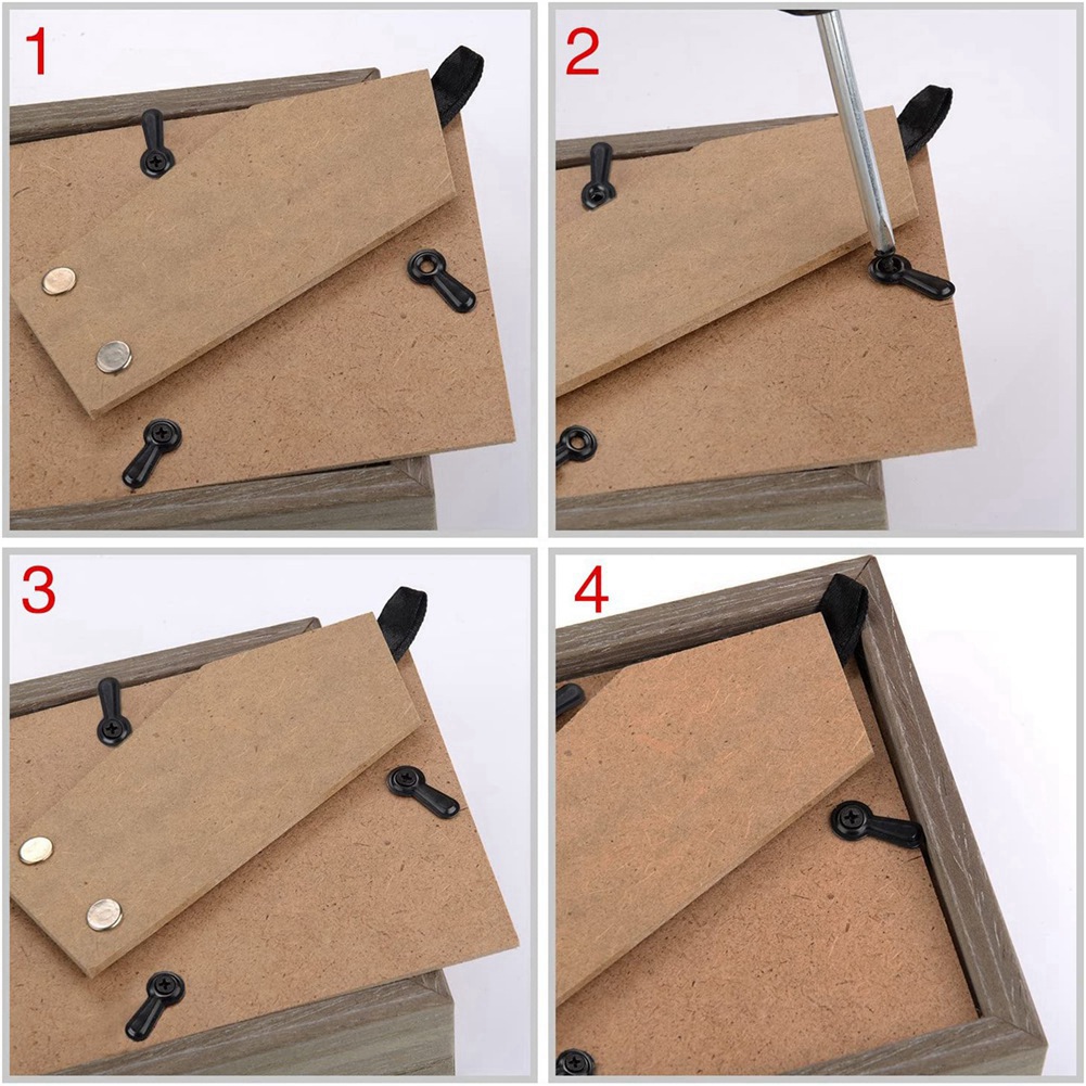 Bamboo Photo Frame - ABYN-Juego de sujetadores de botón giratorio
