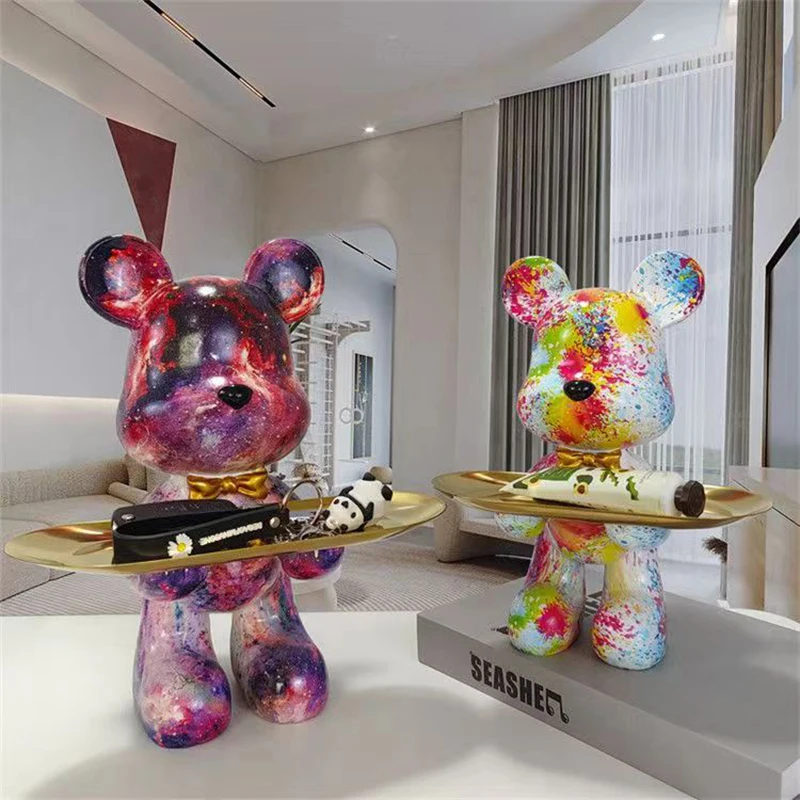 Home Decor Y2K - Estatuilla de oso Graffiti de 29cm,