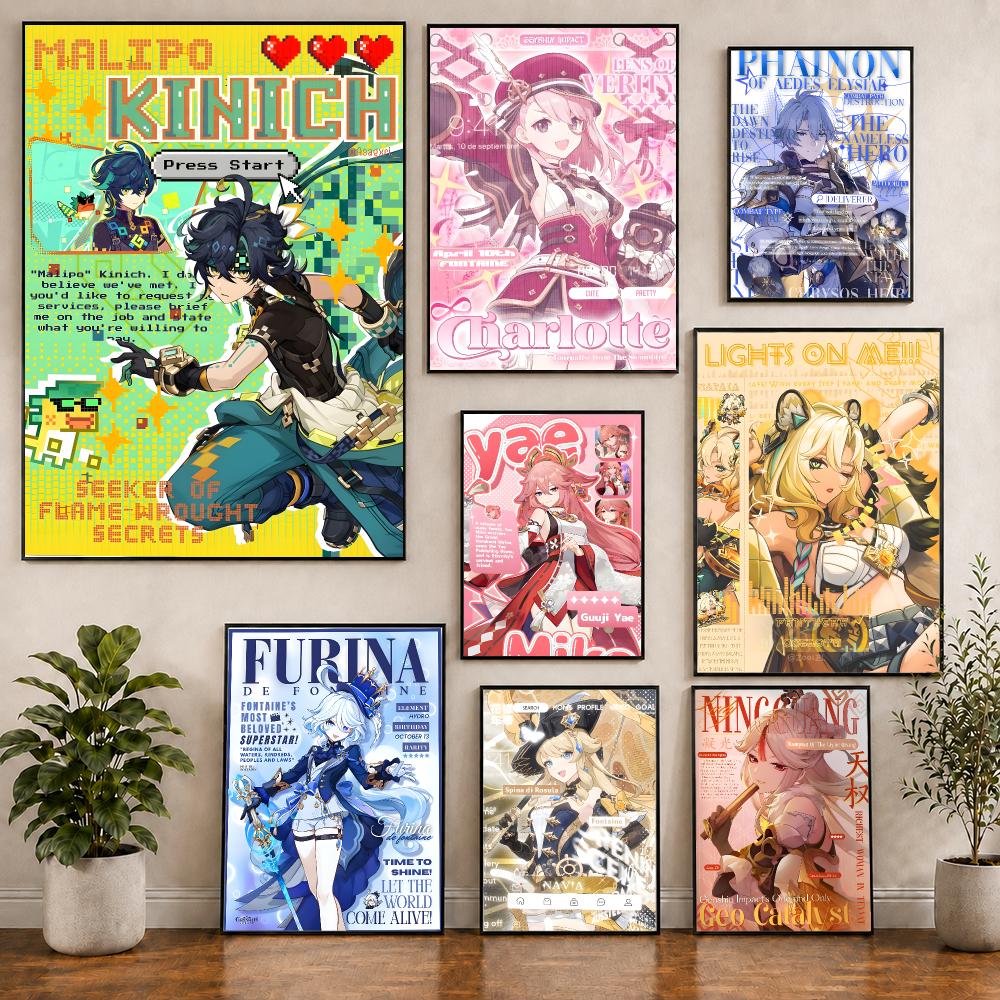 Home Decor Magazine - Póster estilo revista Genshin, obra de