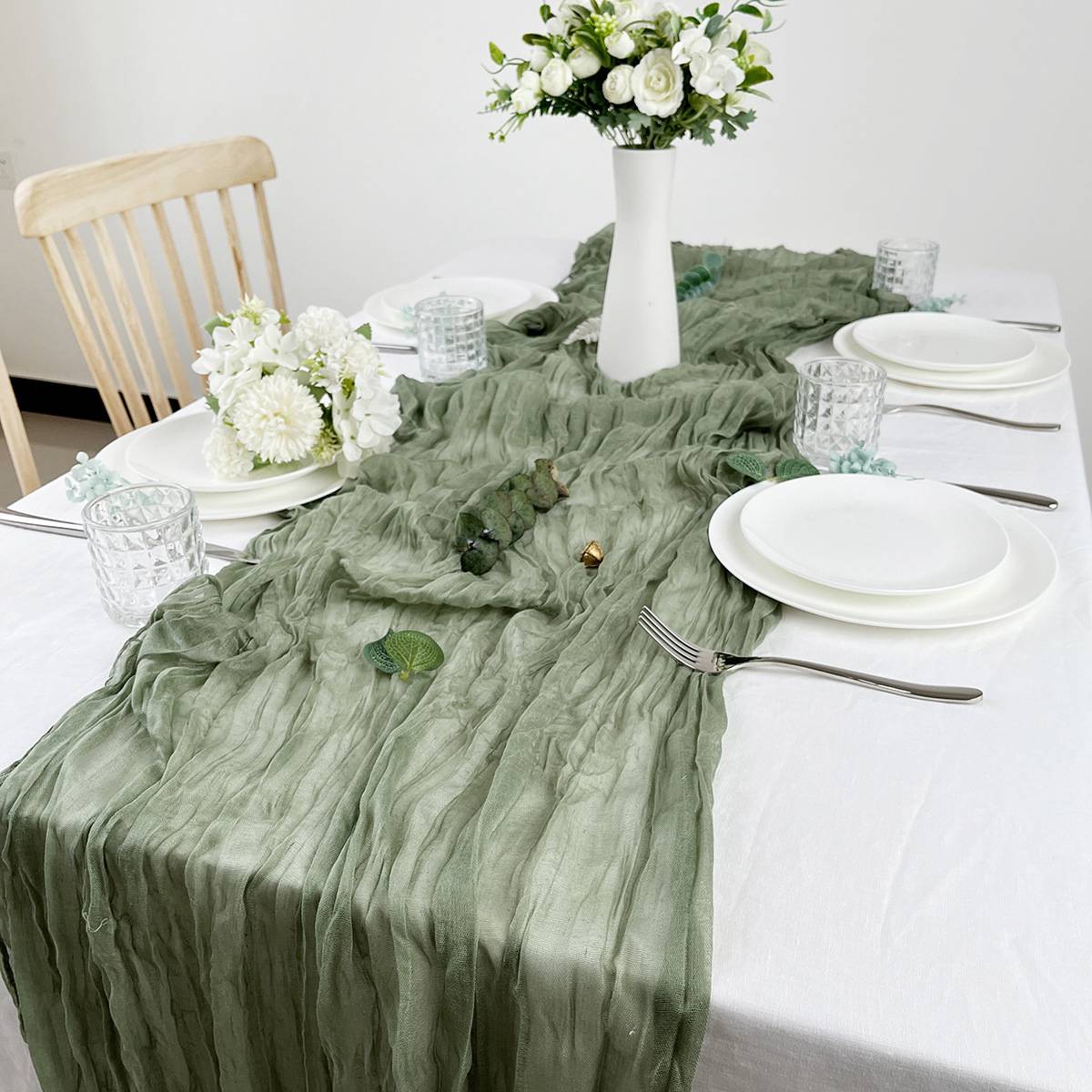 Camino de mesa de gasa semitra - Linen Table Runner reseña y precio