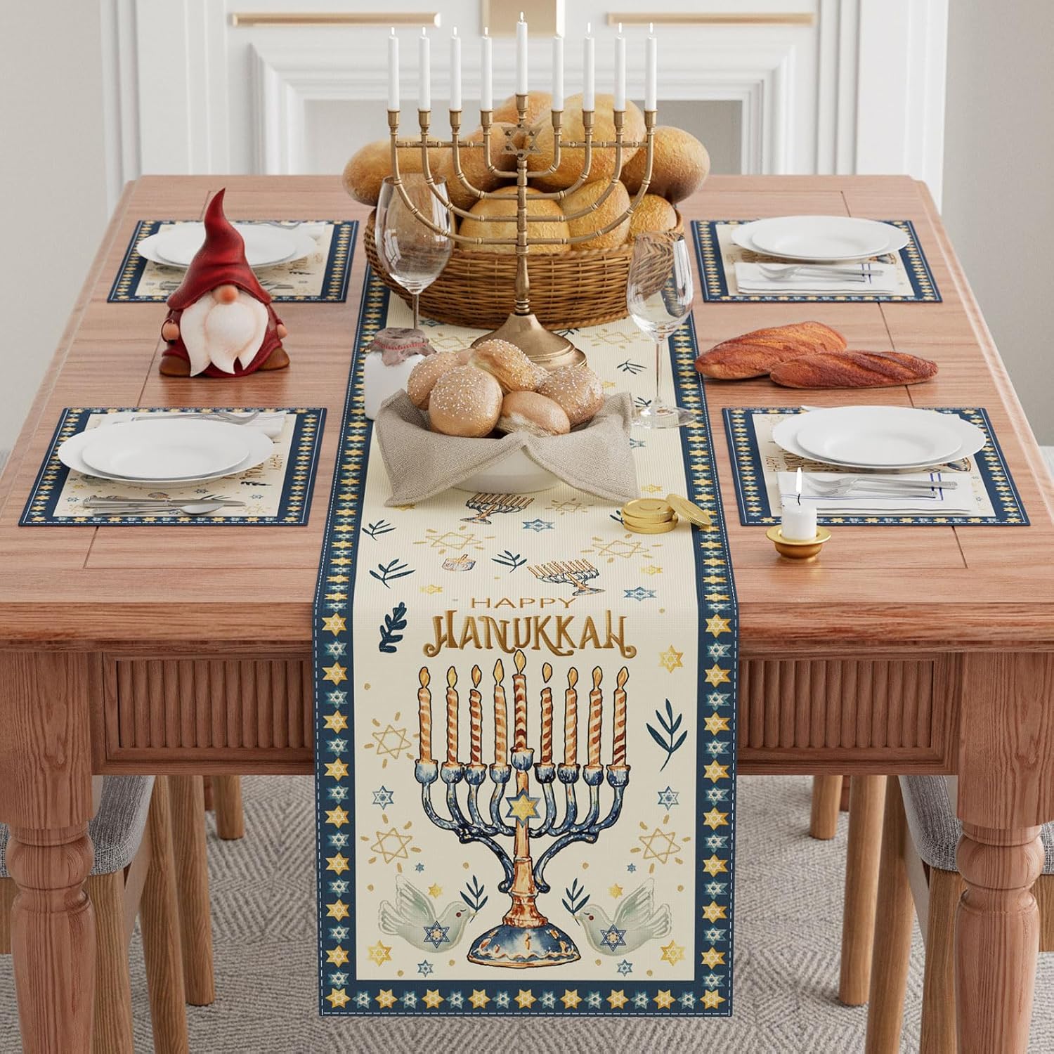 Camino de mesa con hexagrama d - Linen Table Runner reseña y precio