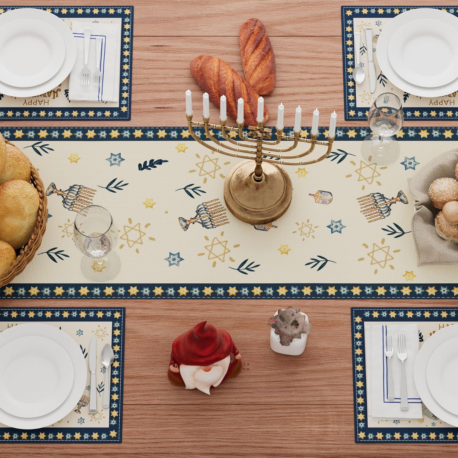 Camino de mesa con hexagrama d - Linen Table Runner reseña y precio