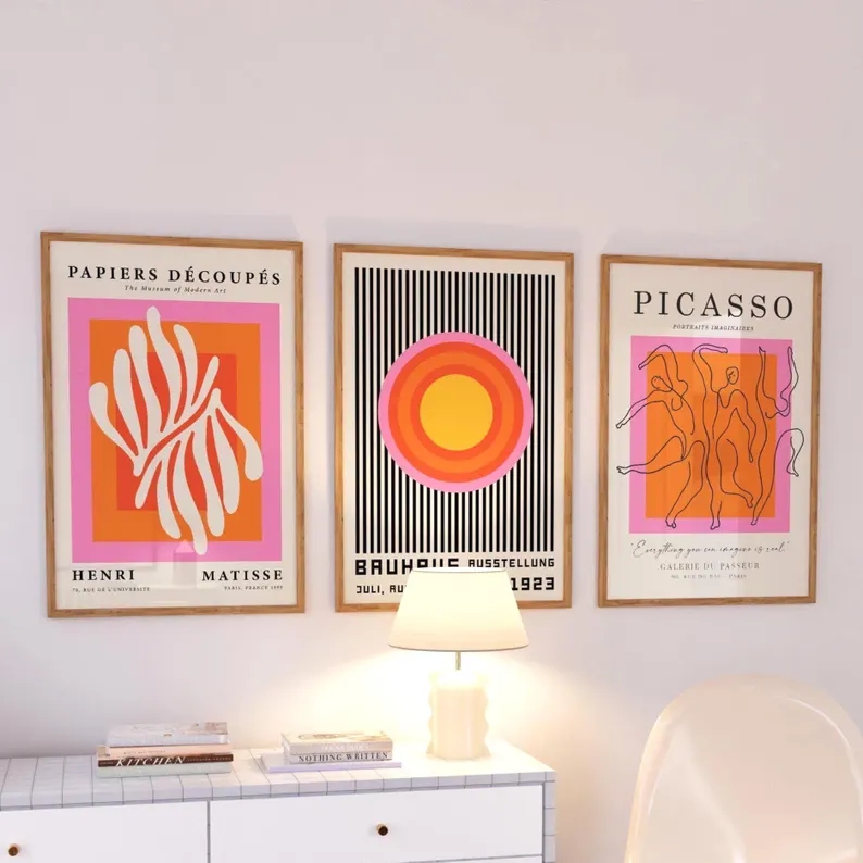 3 piezas de arte moderno naran - Home Decor Theme reseña y precio